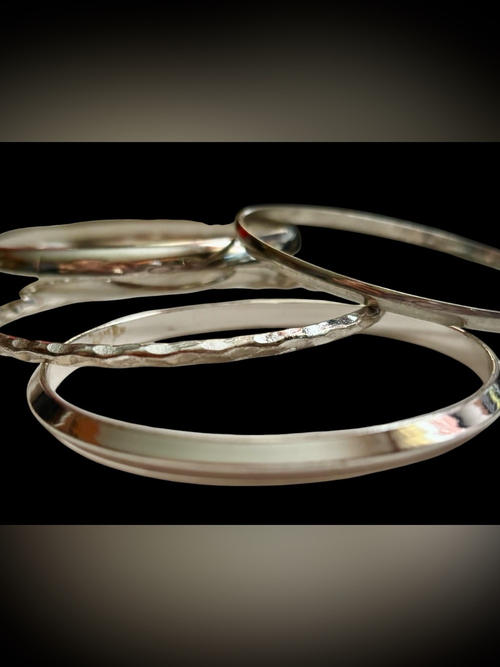 Vintage estate sale Classic Silver Stacking Bangle Set - untested